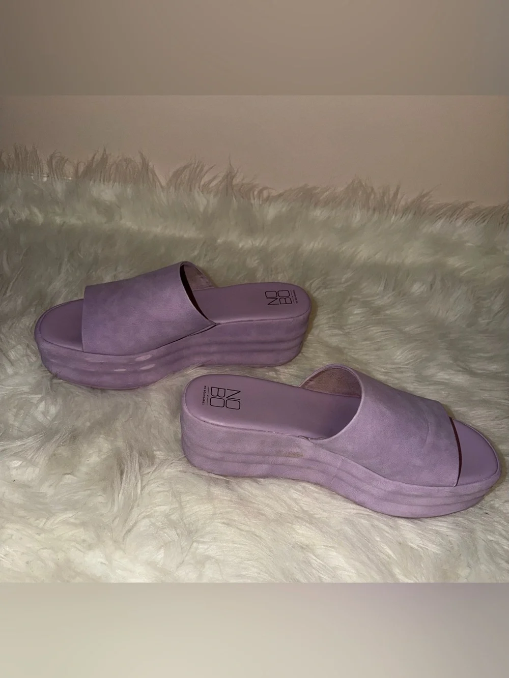 Platform Slide Sandals in Lavender